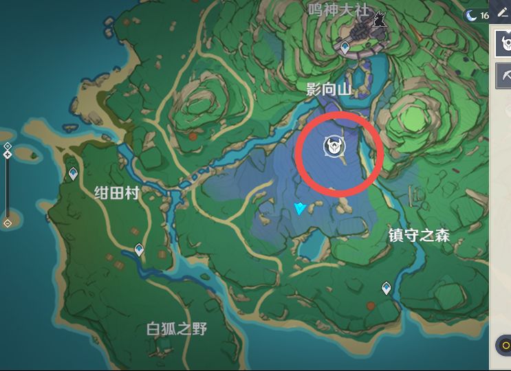 完成绀田村来到鸣神大社山脚下的陵庙